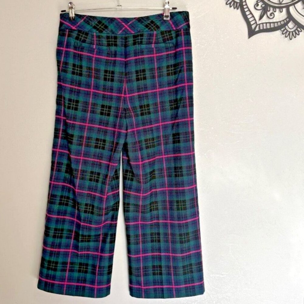 10P CHARTER CLUB Plaid Work Pants Petite Zip Side